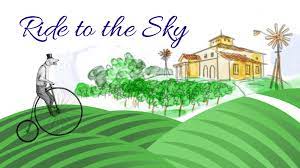 Graphic of winery with dog on a bicycle