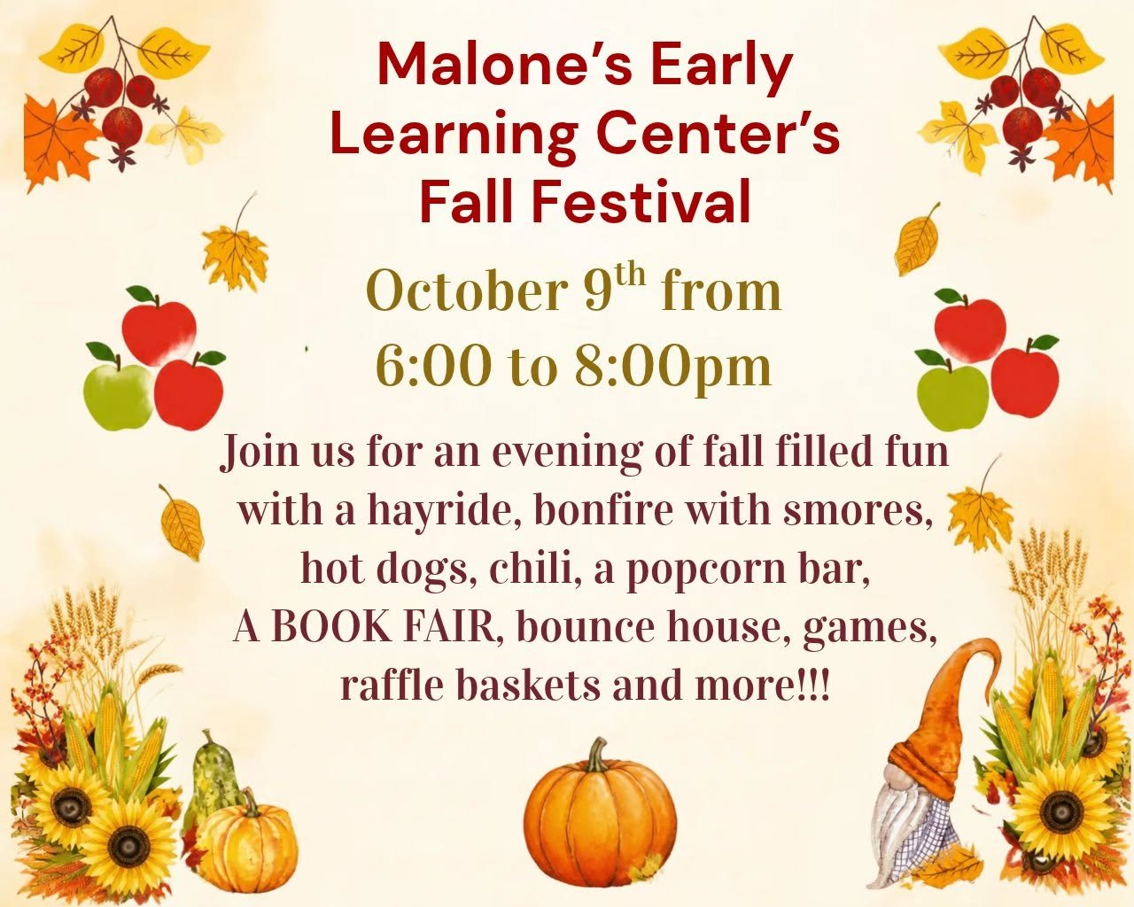 Malone's Early Learning Center Fall Festival on October 9